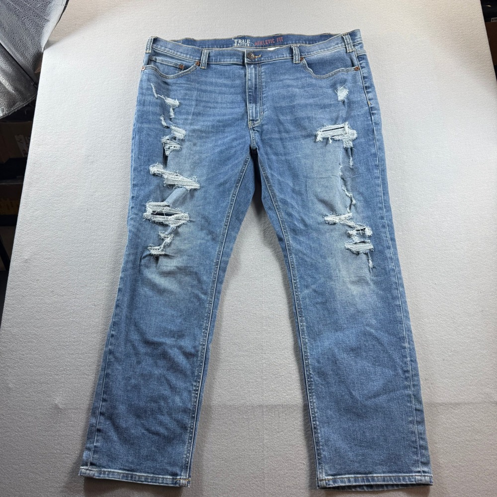 True Nation Athletic Fit Men 44x30 Blue Distressed Jeans